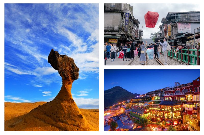 Đài Loan, Công viên địa chất Yehliu, Đường tàu Shifen, Làng cổ Jiufen 